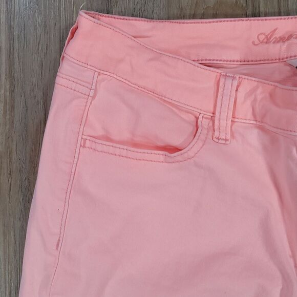 ☔️🔹️American Eagle Neon Pink Orange Stretch Skinny Jeans Size 10 - Picture 6 of 10